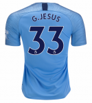 2018-19 Manchester City Home Soccer Jersey Shirt Gabriel Jesus #33