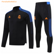 2021-22 Real Madrid Black Blue Training Kits Sweatshirt with Pants