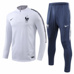2018 World Cup France White&Navy Training Kit(Sweat Top Shirt+Trouser)