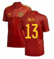 2020 EURO Spain Home Soccer Jersey Shirt MATA 13