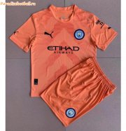 Kids Manchester City 2022-23 Orange Goalkeeper Soccer Kits Shirt With Shorts