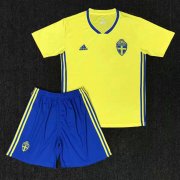 Kids Sweden 2018 World Cup Home Soccer Kit(Jersey+Shorts)