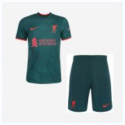 Kids 2022-23 Liverpool Third Away Soccer Kits Shirt With Shorts