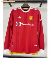 2021-22 Manchester United Long Sleeve Home Soccer Jersey Shirt Player Version