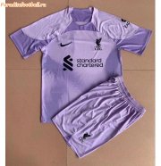Kids 2022-23 Liverpool Purple Goalkeeper Soccer Kits Shirt With Shorts