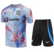 2022-23 Barcelona Blue Red Training Kits Shirt with Shorts