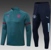 2021-22 Manchester City Green Training Kits Sweatshirt with Pants