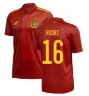 2020 EURO Spain Home Soccer Jersey Shirt RODRI 16
