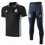 2019-20 Real Madrid Black Polo Kits Shirt + Pants