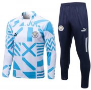 2022-23 Manchester City Blue White Training Kits Sweatshirt with Pants