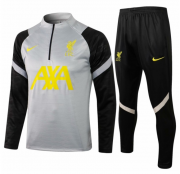 2021-22 Liverpool Grey Black Training Kits Sweater with Pants