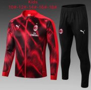 Kids 2019-20 AC Milan Red Jacket and Pants Training Kits