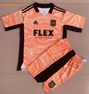 Kids Los Angeles FC 2021-22 Orange Goalkeeper Soccer Kits Shirt With Shorts