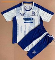 2021-22 Glasgow Rangers Kids White Training Kits Shirt With Shorts