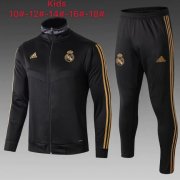 Kids 2019-20 Real Madrid Black Jacket and Pants Training Kits