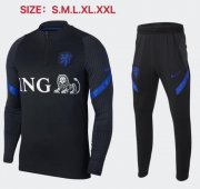 2020 EURO Netherlands Black Blue Training Kits Sweatshirt with Pants
