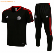 2021-22 Manchester United Black Training Kits Shirt with Pants