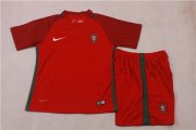 Kids Portugal 2016 Euro Home Soccer Shirt With Shorts