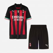 2022-23 AC Milan Kids Home Soccer Kits Shirt with Shorts