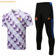 2022-23 Real Madrid Purple White Polo Kits Shirt + Pants
