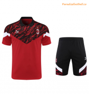 2021-22 AC Milan Red Black Polo Kits Shirt + Shorts