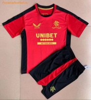2021-22 Glasgow Rangers Kids Red Training Kits Shirt With Shorts