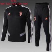 Kids 2019-20 Juventus High Neck Black Sweat Shirt Training Kits
