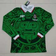 1998 Mexico Retro Long Sleeve Home Green Soccer Jersey Shirt