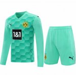 2020-21 Borussia Dortmund Long Sleeve Green Goalkeeper Soccer Jersey Kits (Shirt+Shorts)