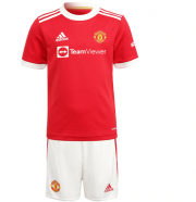 2021-22 Manchester United Kids Home Soccer Youth Kits Shirt With Shorts