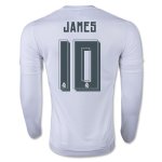 2015-16 Real Madrid LS Home Soccer Jersey JAMES 10