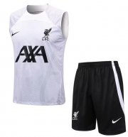 2022-23 Liverpool White Training Vest Kits Shirt with Shorts