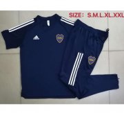 2020-21 Boca Junior Navy Short Sleeve Training Kits Pants with Shirt