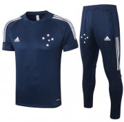 2020-21 Cruzeiro Navy Short Sleeve Training Kits Shirt with Pants