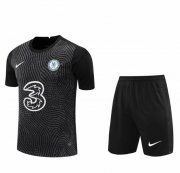 2020-21 Chelsea Goalkeeper Black Soccer Jersey Kits (Shirt+Shorts)