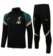 2021-22 Liverpool Black Green Training Kits Jacket with Pants