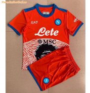Kids Napoli 2021-22 Maradona Orange Maglia Gara Soccer Kits Shirt With Shorts