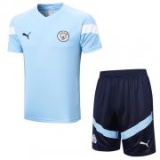 2022-23 Manchester City Blue Training Kits Shirt with Shorts