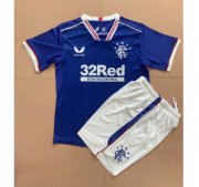 2020-21 Glasgow Rangers Kids Home Soccer Kits Shirt With Shorts