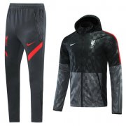 2021-22 Liverpool Black Grey Hoodie Windbreaker Jacket with Pants Tracksuits