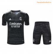 2021-22 Real Madrid Goalkeeper Black Soccer Jersey Uniforms (Shirt+Shorts)