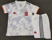 Kids Spain 2020 Euro Away Soccer Shirt With Shorts