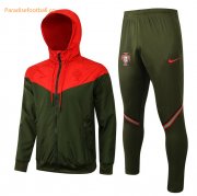 2021-22 EURO Portugal Green Red Training Kits Windbreaker Jacket with Pants