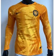 2022 FIFA World Cup Netherlands Long Sleeve Home Soccer Jersey Shirt Player Version
