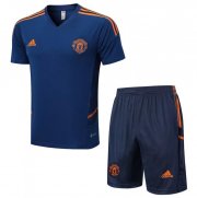2022-23 Manchester United Royal Blue Training Kits Shirt with Shorts