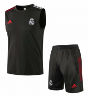 2021-22 Real Madrid Black Training Vest Kits Soccer Shirt with Shorts