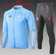 Kids 2020-21 Real Madrid Blue Training Kits Youth Jacket with Pants