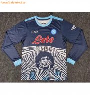 2021-22 Napoli Maglia Gara Long Sleeve Maradona Special Navy Soccer Jersey Shirt