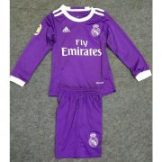 Kids Real Madrid 2016-17 LS Away Soccer Shirt With Shorts