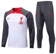 2022-23 Liverpool White Grey Training Kits Jacket with Pants